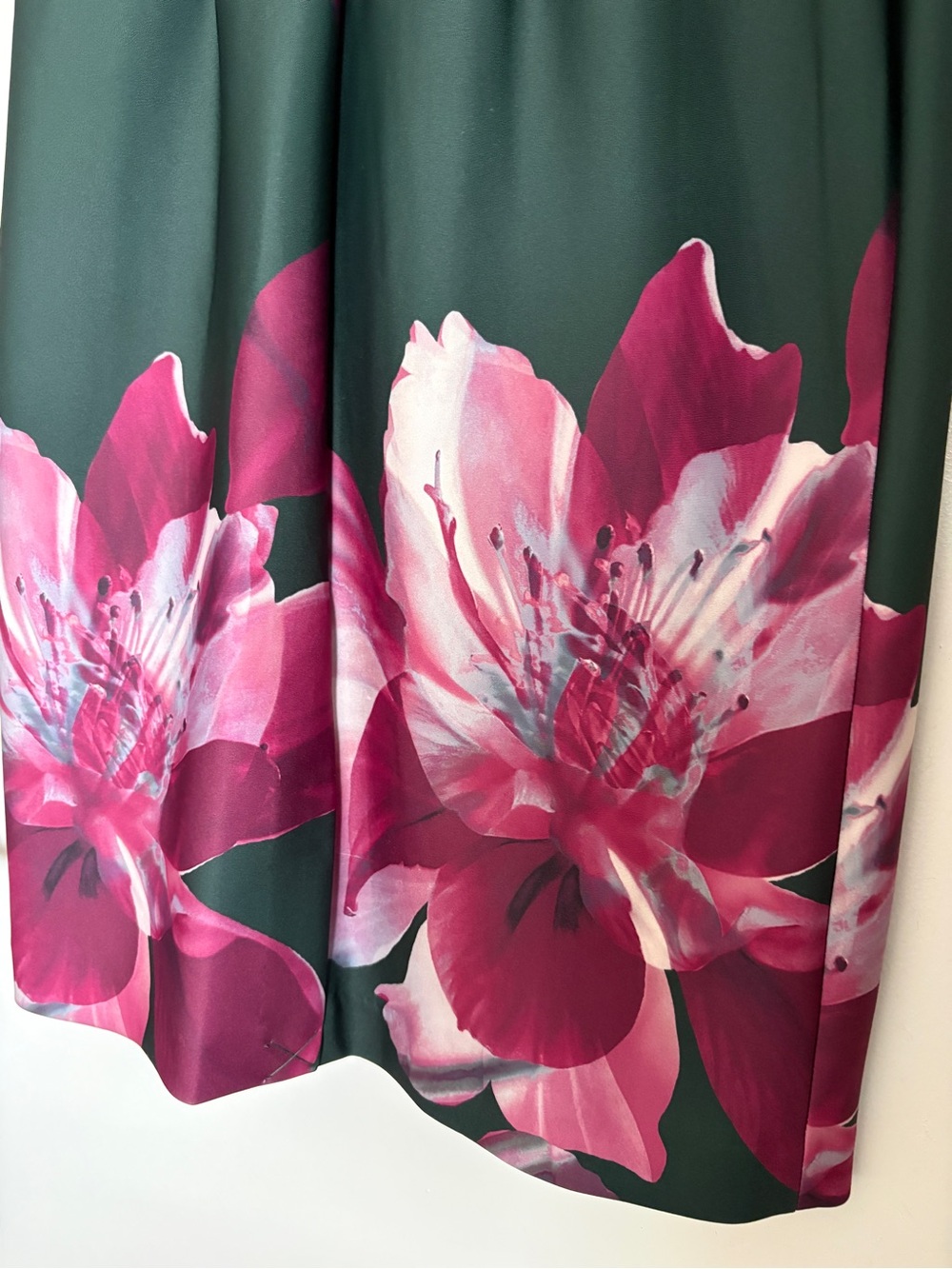 Calvin Klein Dark Green Midi Dress with Pink Floral Print - Picture 6 of 9
